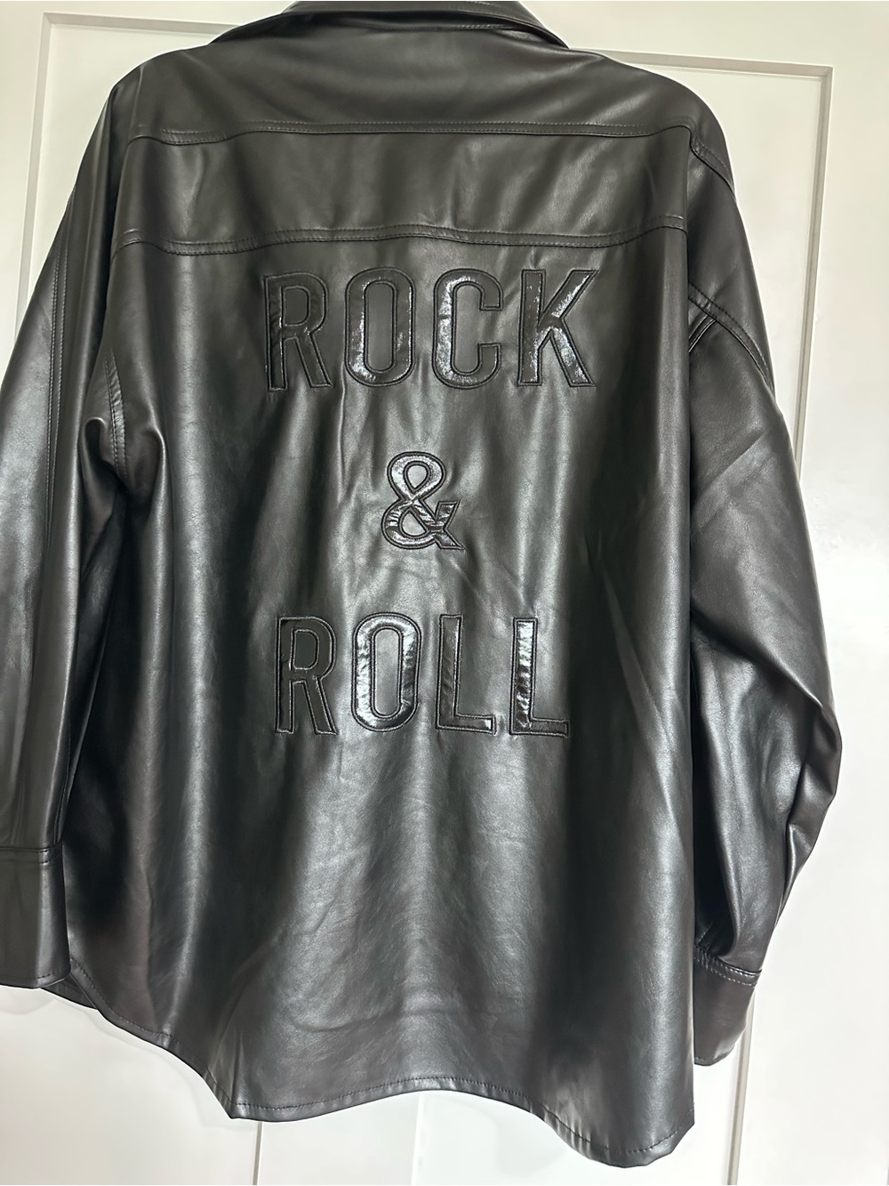 Elan Black Faux Leather 'Rock & Roll' Shirt Jacket